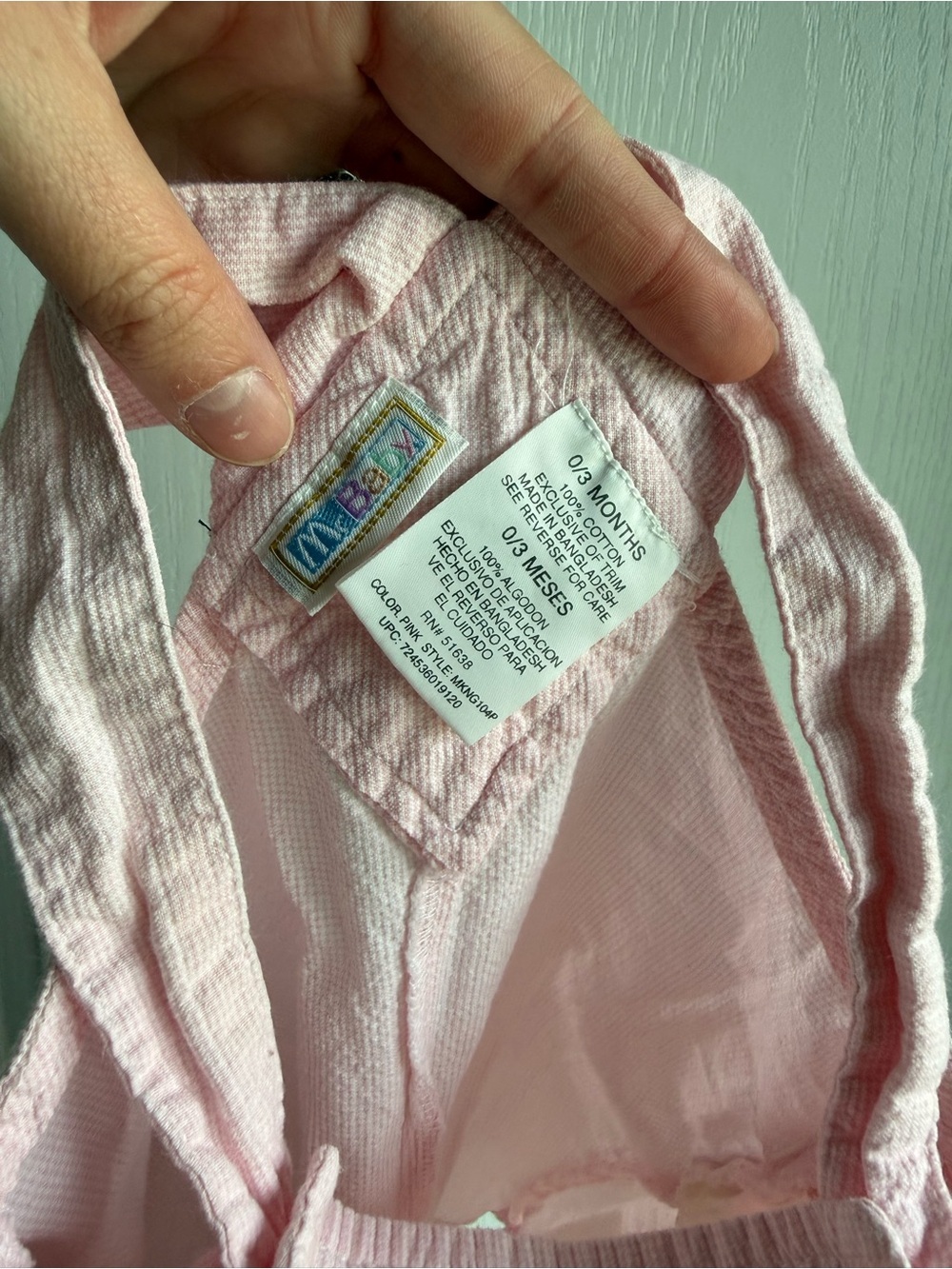 Vintage Pink Baby gingham Overalls with Embroidery and lace trim - Picture 5 of 6